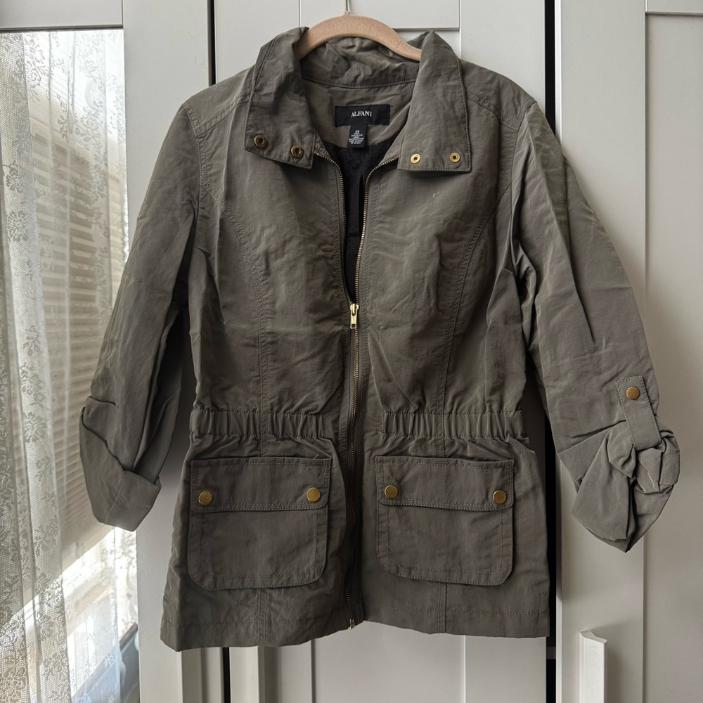 Alfani Taupe Zip-Up Jacket
